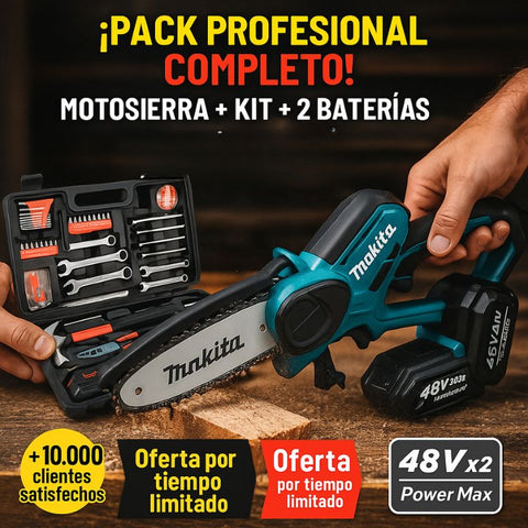 MOTOSIERRA INALAMBRICA MAKITA + KIT HERRAMIENTAS + 2 BATERIAS 48V - PROMOCION CIERRE DE LA TIENDA