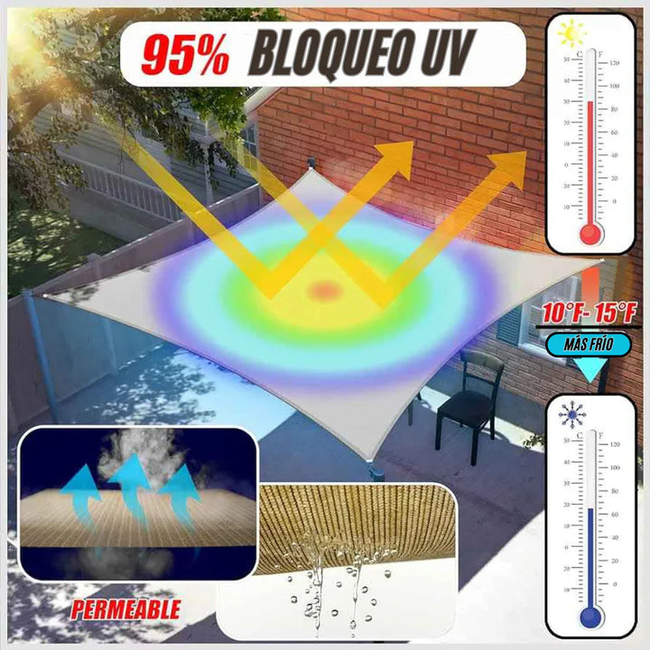 TOLDO VELA DE SOMBRA RECTANGULAR 2 X 3 m - PROMOCION CIERRE DE LA TIENDA