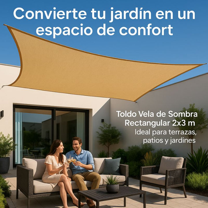 TOLDO VELA DE SOMBRA RECTANGULAR 2 X 3 m - PROMOCION CIERRE DE LA TIENDA