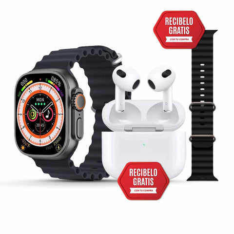 [2 REGALOS INCLUSOS] Smartwatch 9 ULTRA 2™ + REGALOS (AirPods UHD + 7 Pulseras)