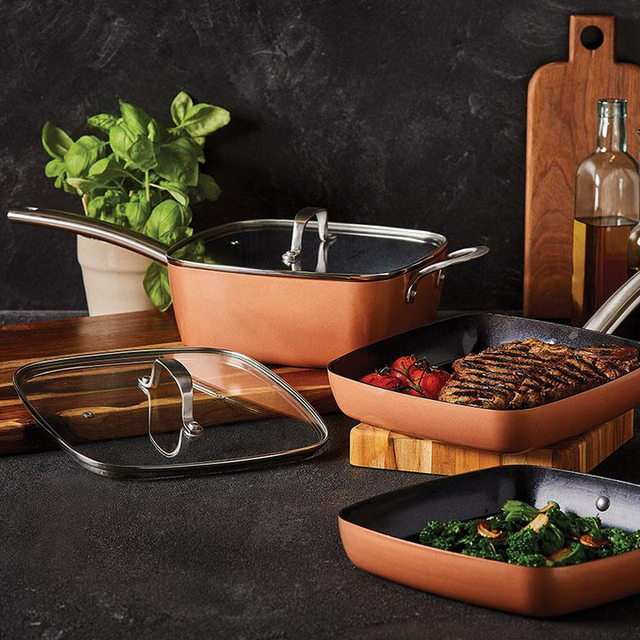 SARTÉN CUADRADA ANTIADHERENTE DE COBRE