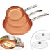 SET 3 SARTENES ANTIADHERENTES DE COBRE + 2 TAPAS DE CRISTAL 🎁
